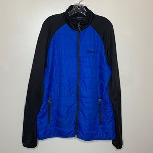 MARMOT Jacket Blue & Black Mixed Media Zip Front Quilted Lightweight Men’s XL